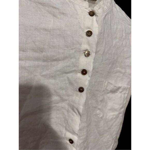Beautiful J. Jill Love Linen Womens size medium beige white Long Sleeve Button D - Picture 5 of 8